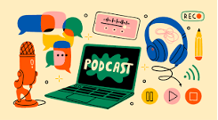 Cartoon images relating to Podcasting
