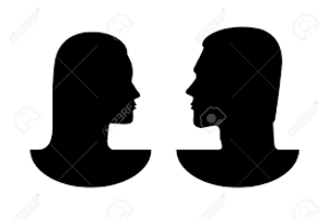 Two silhouettes facing each other