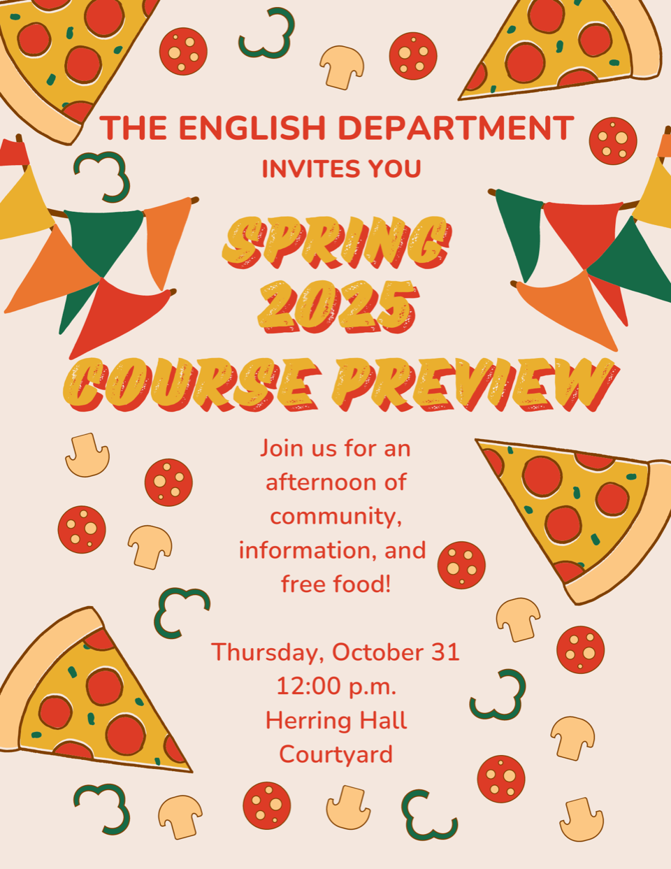 The English Department’s Spring 2025 Course Preview Flyer