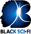 An abstract blue and black image of a silhouette of a face with the words "Black Sci-fi" underneath