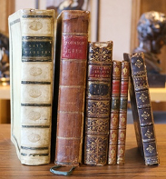 The spines of old books