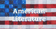 The words American Literature over the backdrop of an alternate version of the United States flag